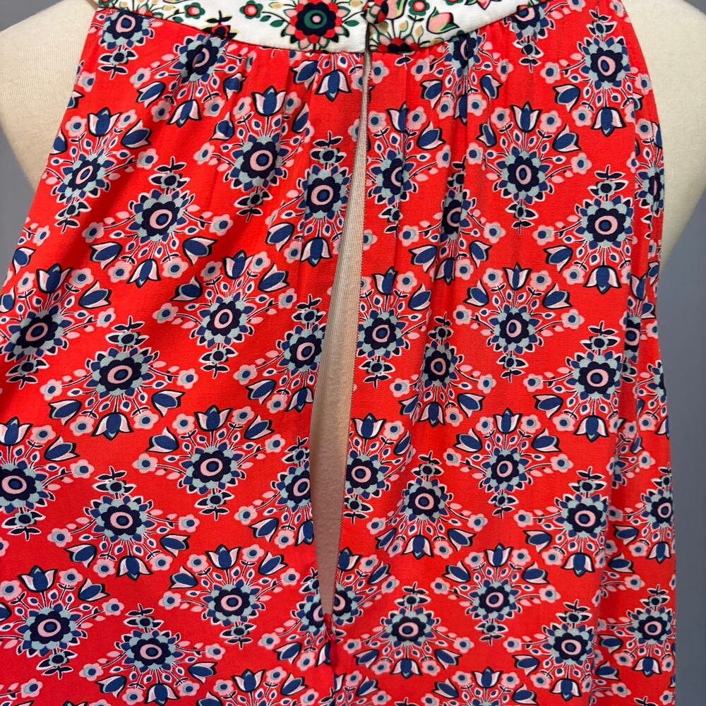 Boden Mixed Print Floral Geometric Sleeveless Swing Mini Dress Red White,Size 12 - Picture 8 of 9